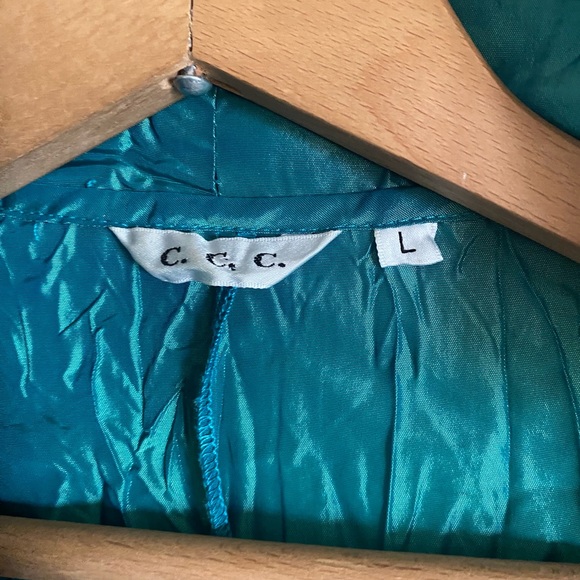 Vintage CCC Blue/Green Pleated Button Up Top - Picture 6 of 6